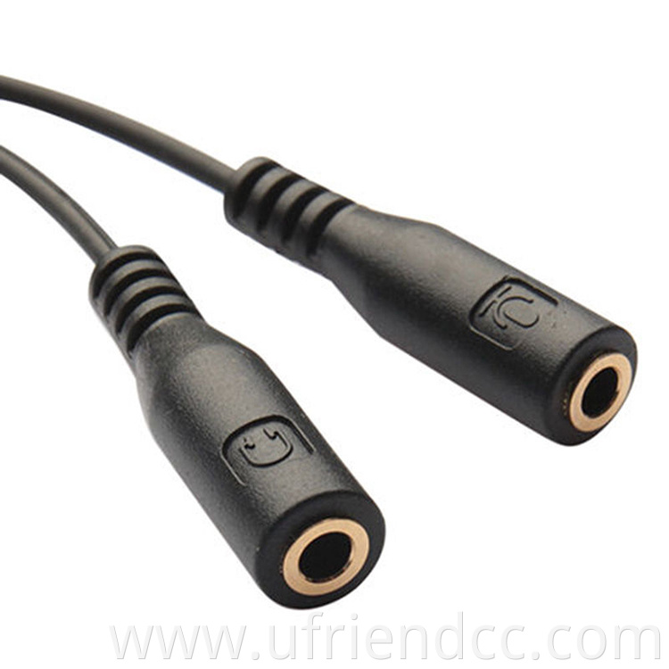 High Quality Durable 3.5Mm 2 Male Plug To 1 Female Jack Audio Mic Headset Splitter 1M Stereo Aux Cable